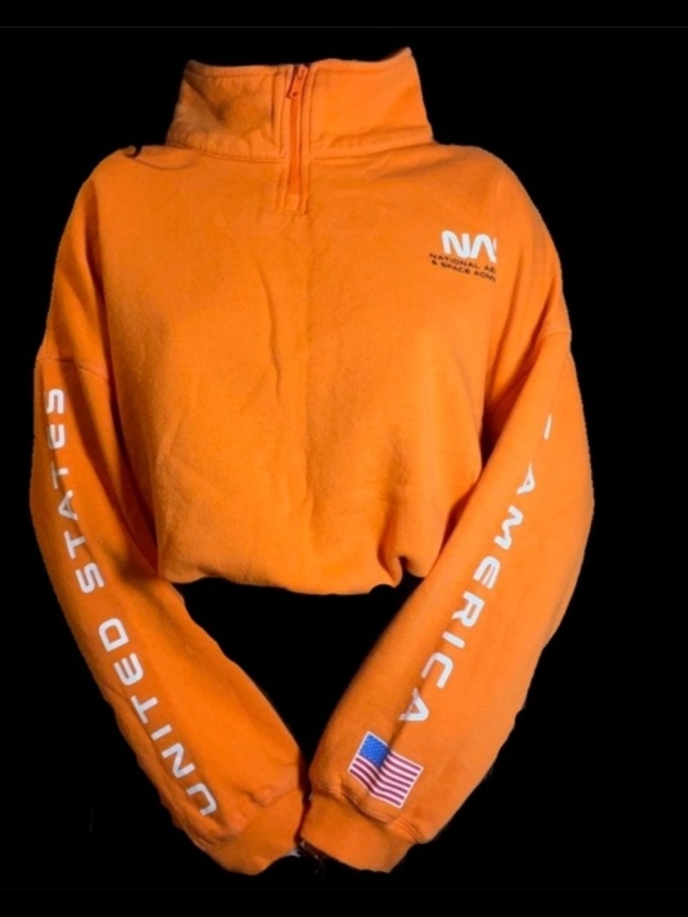 NASA Crop Top Quarter Zip Hoodie Pullover